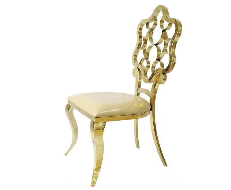 Event Rent Upholstered Dining Chair with Stainless Steel Back Decoration