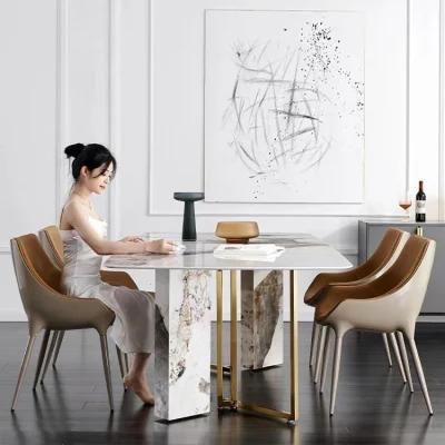 Dining Room Restaurant Home Furniture Italian Metal Legs Marble Dining Tables