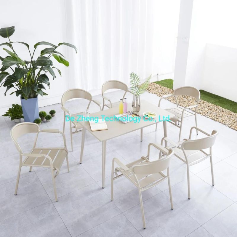 6 Seat Garden Chair and Table Aluminum Outdoor Garden Sets Foldable Dining Table Set