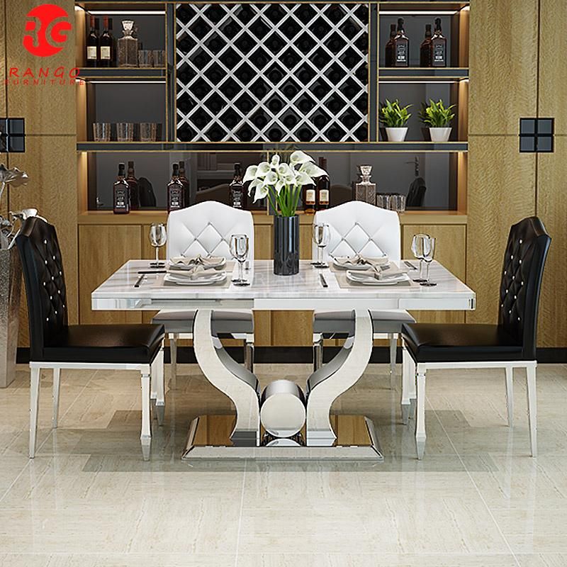 Luxury Marble Comedor Silla Comedor Dining Table Set Glass Table Basse Dining Table with 6 Seaters Chairs