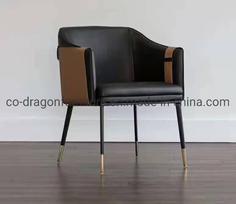 Modern Nordic Metal Frame Leather Dining Chair for Dining Furniture