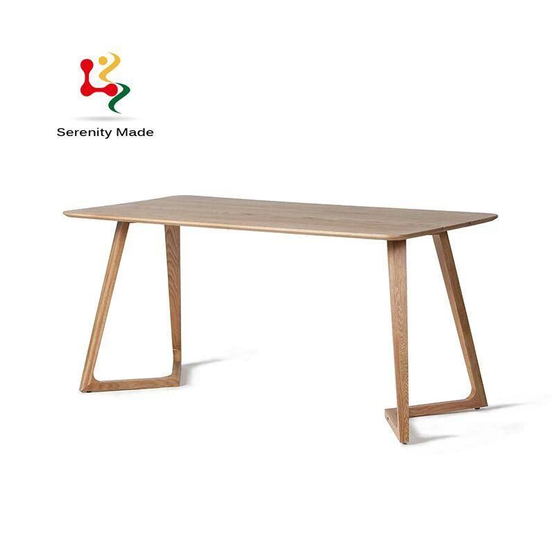 Wooden Frame Oak Wood Color Rectangle Dining Table for Restaurant Use