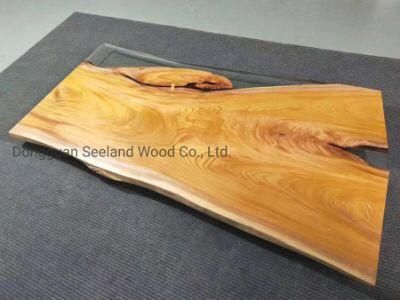 Custom Size Japanese Zelkova Wood Texture Dining Table Top with Live Edge for Luxury Furniture