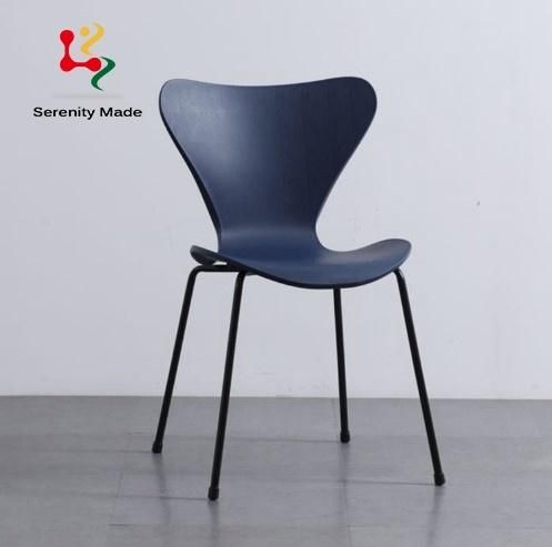Factory Wholesale Stackable Furniture Restaurant Cafe Use Metal Legs Plastic Armless Dining Chair