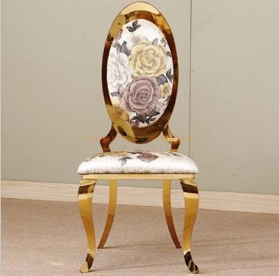 Modern Wedding Furniture White PU Leather Royal Stainless Steel Rose Gold King Throne Dining Chair for Home Furniture