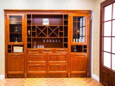 Vintage Wood Imitation Aluminum Kitchen Furniture Sets Wine Cabinets
