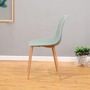 Nordic Style Simple and Super Breathable Living Room Dining Room PP Seat Wooden Leg Dining Chair Outdoor Dining Chair