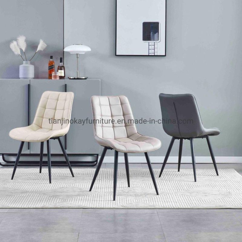 Wholesale Design Room Furniture Nordic Grey PU Modern Luxury Chairs with Metal Legs Black Hotel Dining Chair