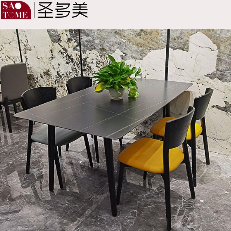 Modern Rock Board Furniture White Wax Wood Dining Table