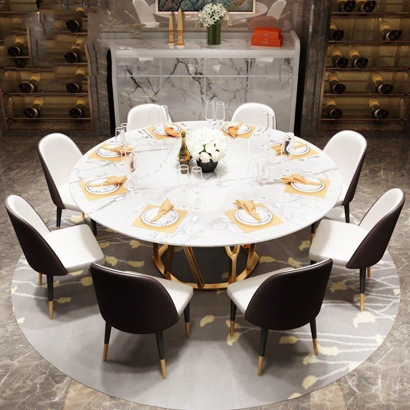 France Style Marble Top Gold Stainless Steel Frame Dining Table