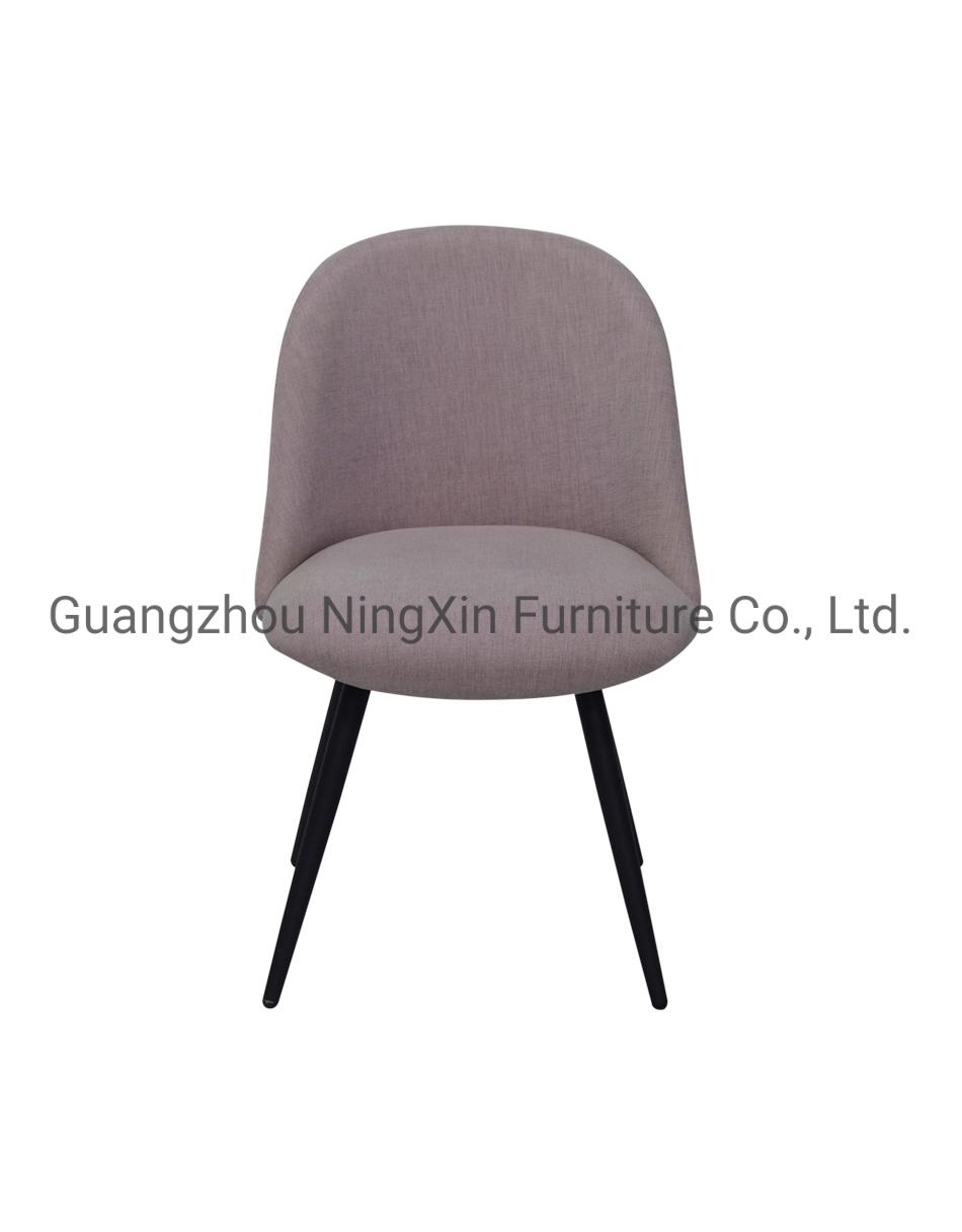Light Grey Fabric Seat Metal Legs Dining Chairs for Commercial Coffee Shop Use