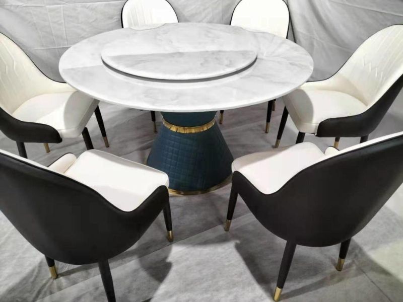 2021 New Round Italian Marble Top Restaurant Dining Table