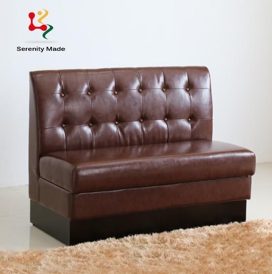Good Quality Hard Wearing Brown Leather Material Restaurant Booth Seating