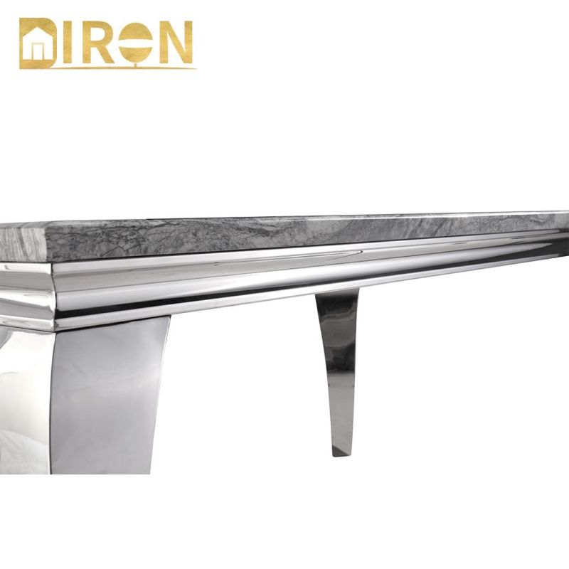 Modern Design Home Furniture Marble Top Restaurant Turkish Dining Table and Chairs with Stainless Steel Leg