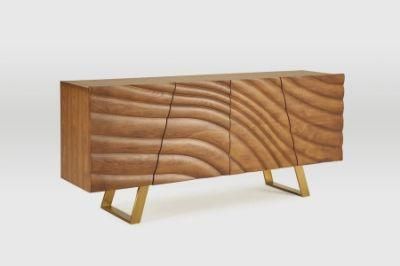 New Design Modern Living Room Dining Room Stainless Steel Wooden Sideboard