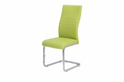 High Quality Luxury High Back Chrome Legs Nordic Hotel PU Leather Fabric Chrome Dining Chair