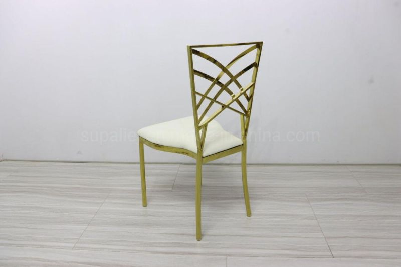Hotel Modern Wedding Gold Color Chair with Back Flower