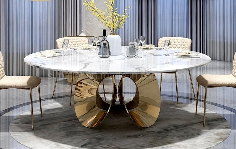 Dubai Royal Gold Speaker Base Dining Chair Table Set