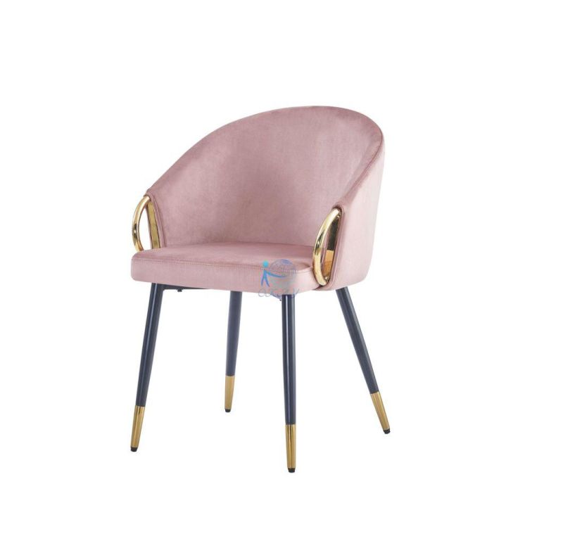 2022 New Model Velvet Fabric Chair Chrome Golden Legs Arm Chair