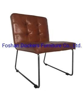 Vintage Real Leather Brown Dining Chair Metal Chair Furniture Steel Chair Nice Chair Elegant Chair Comforatable Chair Hotel Chair Relax Chair