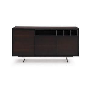 Modern Design Smoked Oak Veneer Wood Cabinet with Metal Legs for Dining Room