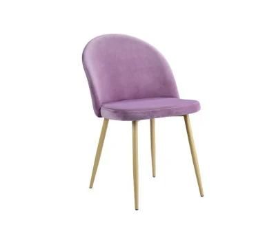 Best Seller Low Price Home Furniture Modern Design Metal Legs Velvet Fabric Upholstered Dining Chairs for Dining Room