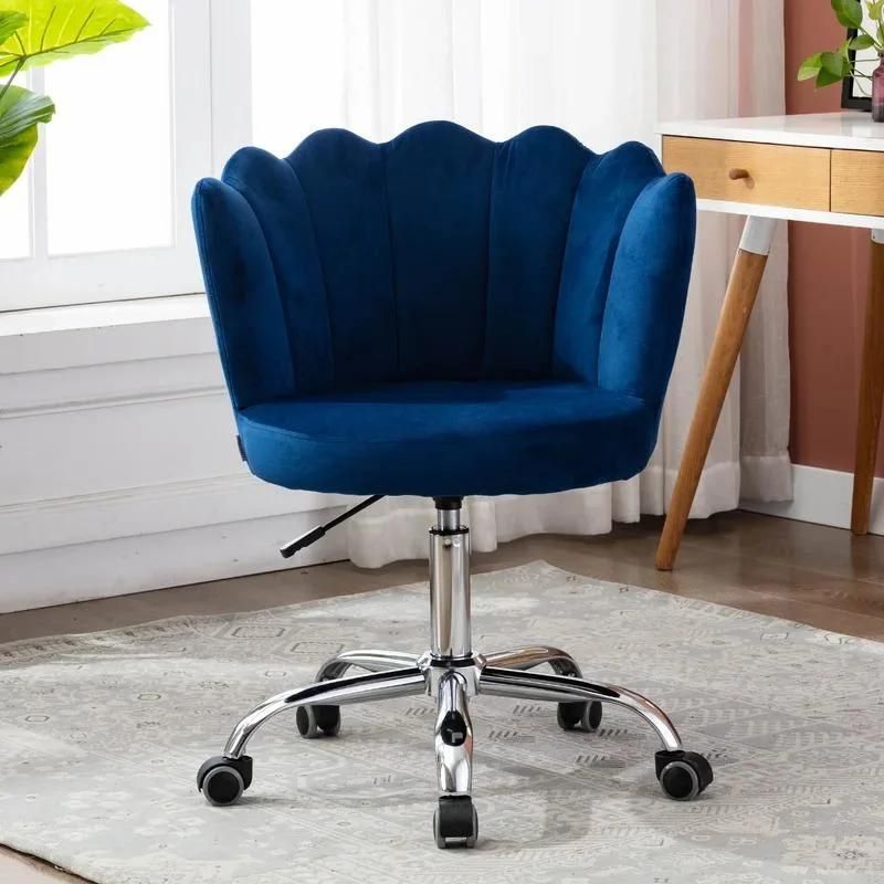 Home Office Chair Velvet Modern Desk Chair Upholstered Swivel Rolling Office Dining Chair