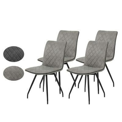 360&deg; Rotatable Metal Frame Round Tube Powder Coating Black and Grey Dining Chair