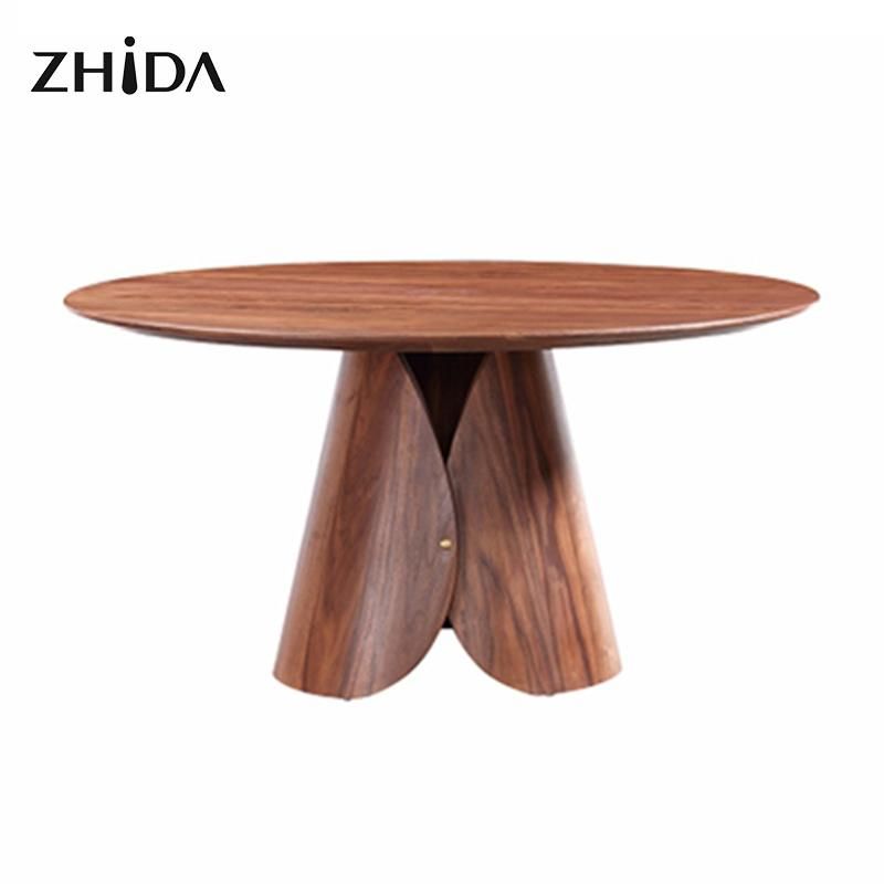 Dining Room Furniture Modern Design Round Walnut Wooden Dining Table for High End Project