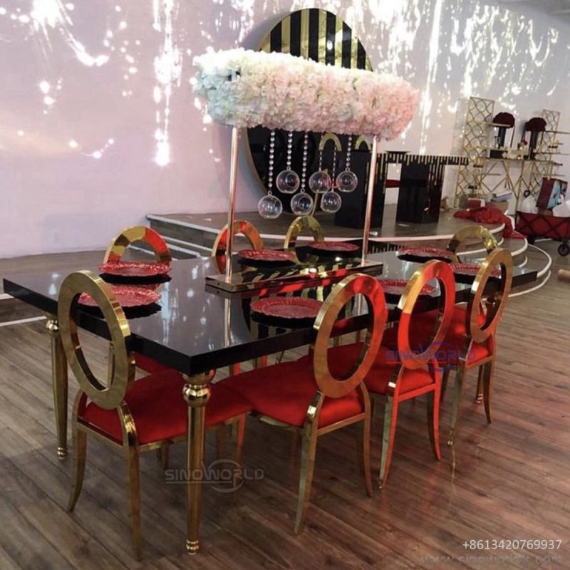 Foshan Gold Stainless Steel White Leather Dining Chair with Crystal Pulling Buckles for Wedding Events Banquet