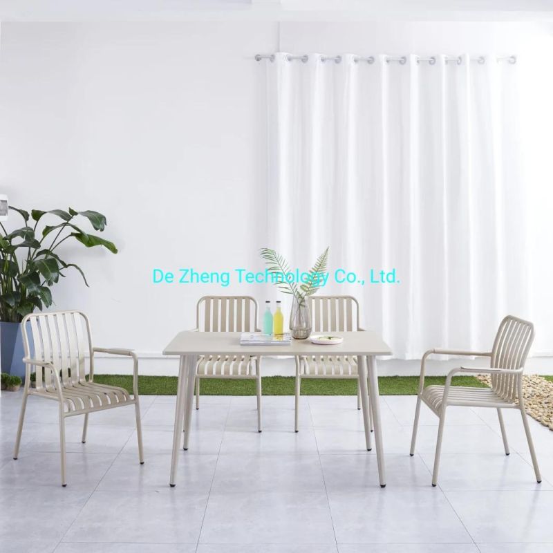 6 Seat Garden Chair and Table Aluminum Outdoor Garden Sets Foldable Dining Table Set