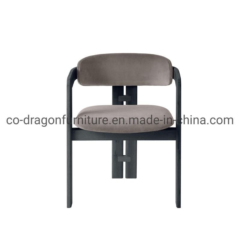 Luxury Modern Furniture Wooden Frame Fabric Dining Chair with Arm