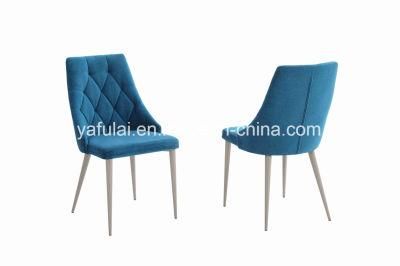 Factory Sapphire Blue Fabric Dining Table Metal Dining Furniture