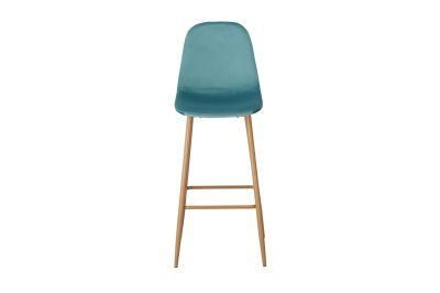 Modern Blue Wood Leg Bar Chair