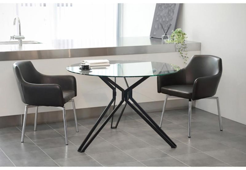 2022 New Rectangular Italian Glass Top Tavolo and Metal Leg Mesa De Marmore Dining Table Set