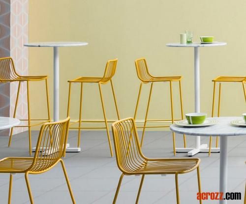 Outdoor Furniture String Steel Wire Bar Stool Chair