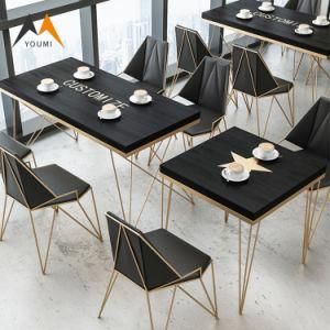 Home Furniture Modern Black Wooden and Metal Dining Table