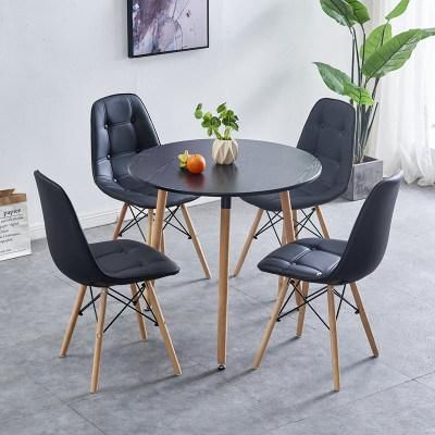 2021 Wholesale PU Leather Wooden Leg Modern Dining Chair From China Factory