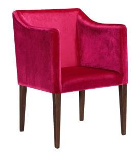 Antique Design Red Color Velvet Surface Metal Frame Arm Chair