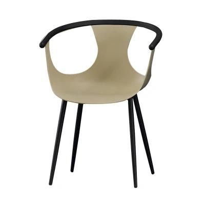 Outdoor Furniture Ergonomic Plastic Chrome Metal Legs Armrest Garden Chair