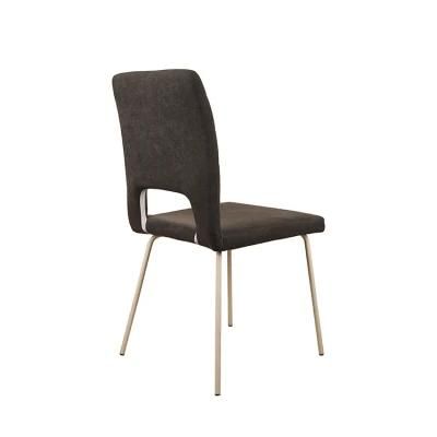 MID-Century Grey Fabric Upholstered Mental Leg Dining Chair