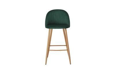 Modern Stylish Green Wooden Leg Bar Chair