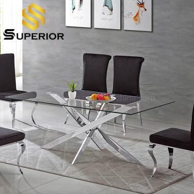 Germany Contemporary Kitchen Table Chairs Glass Top Dining Table Set