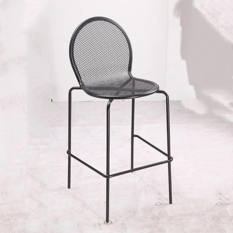 American Market Oval Back Restaurant Grilled Stacking Steel Mesh Iron Chair
