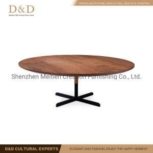 Fashionable Design Wooden Top Metal Base Coffee Tea Table