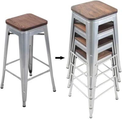 Gray Industrial Vintage Bar Stool Stackable