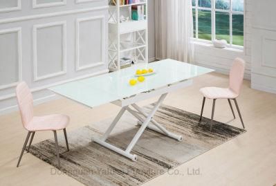 Modern Factory Extension White Glass Metal Dining Coffee Table