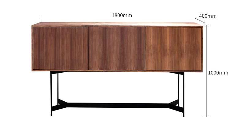 Zhida Modern Hotel Furniture Bedroom Sideboard Console Table Villa Living Room Solid Wood Metal Leg Side Cabinet