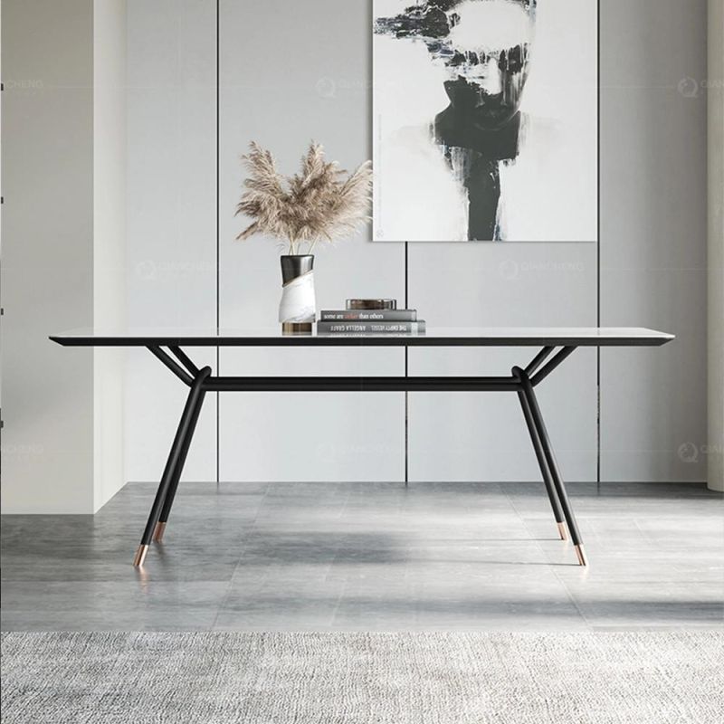 Luxury Classic Dining Table Metal Legs Dinner Room Table Set