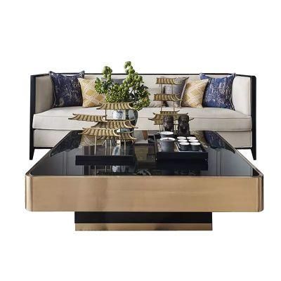 Modern Stainless Steel Furniture High Gloss Glass Living Room TV Cabinet Sofa Popular Luxury Coffee Table
